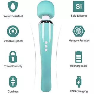 Cordless Wand Massager - Therapeutic Personal Massager - 8 Speeds 20 Vibrating Patterns - USB Rechargeable - Handheld Cordless a Cordless Wand Massager - Therapeutic Personal Massager - 8 Speeds 20 Vibrating Patterns - USB Rechargeable - Handheld Cordless a