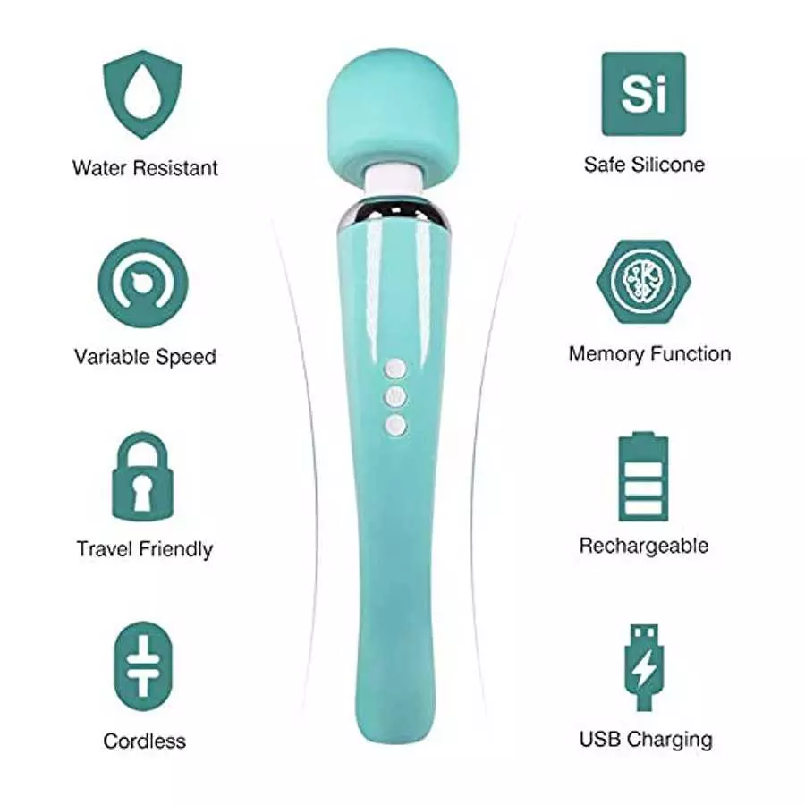 Cordless Wand Massager - Therapeutic Personal Massager - 8 Speeds 20 Vibrating Patterns - USB Rechargeable - Handheld Cordless a