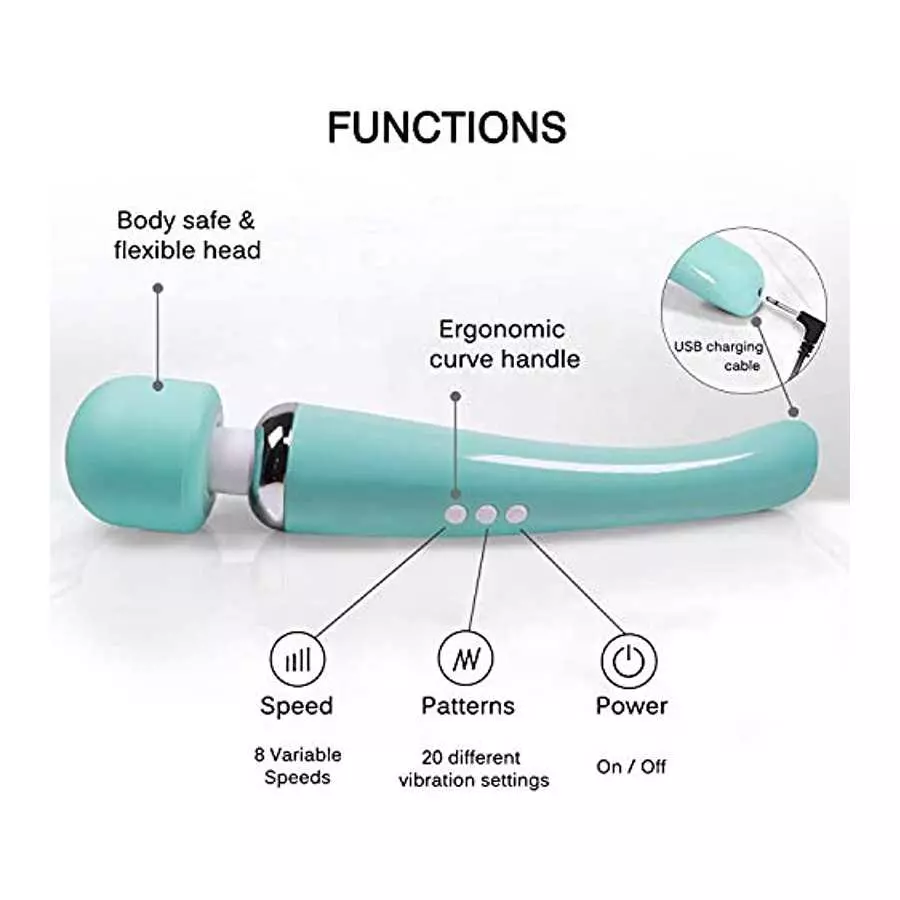 Cordless Wand Massager - Therapeutic Personal Massager - 8 Speeds 20 Vibrating Patterns - USB Rechargeable - Handheld Cordless a