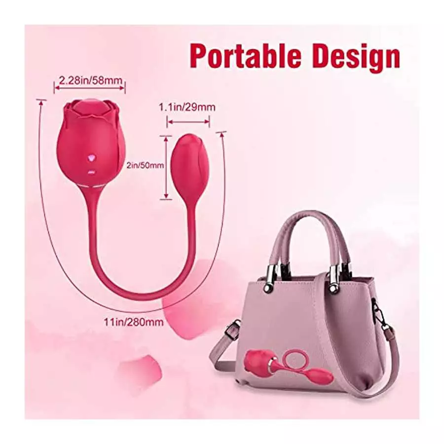 Rose Vibrator Toy for Women, Rose Clitoral Toy G-spot Vibrator Toy, 2 in 1 Clitoral Stimulator with 10 Modes Sex Toy, Nipple Sti