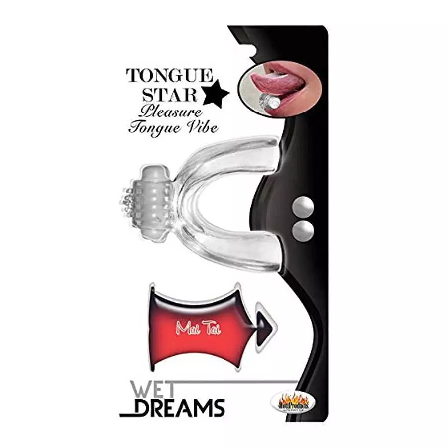Hott Products Wet Dreams Tongue Star Pleasure Vibe with 10ml Liquor Lube Pillow, Clear/Red, 2 Ounce
