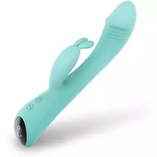 Rabbit Vibrator Dildos for G Spot Clit Stimulation, Dual Stimulator with 9 Vibration Modes, Rechargeable Waterproof, Soft Skin-F
