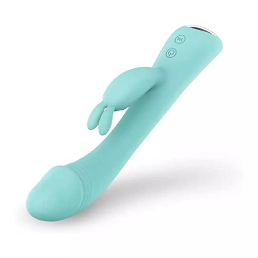 Rabbit Vibrator Dildos for G Spot Clit Stimulation, Dual Stimulator with 9 Vibration Modes, Rechargeable Waterproof, Soft Skin-F