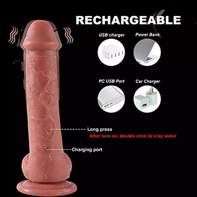 Realistic Ejaculating Dildo Squirting Dildo Vibrator 10 Vibrating 8.5inch Electric Anal Plug with Remote Control G Spot Dildos