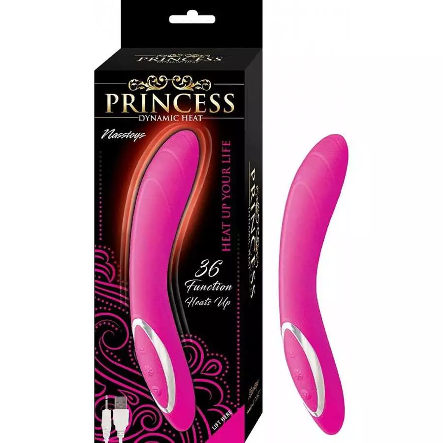 Princess Dynamic Heat Rechargeable Silicone Vibrator with Clitoral Stimulator - Pink