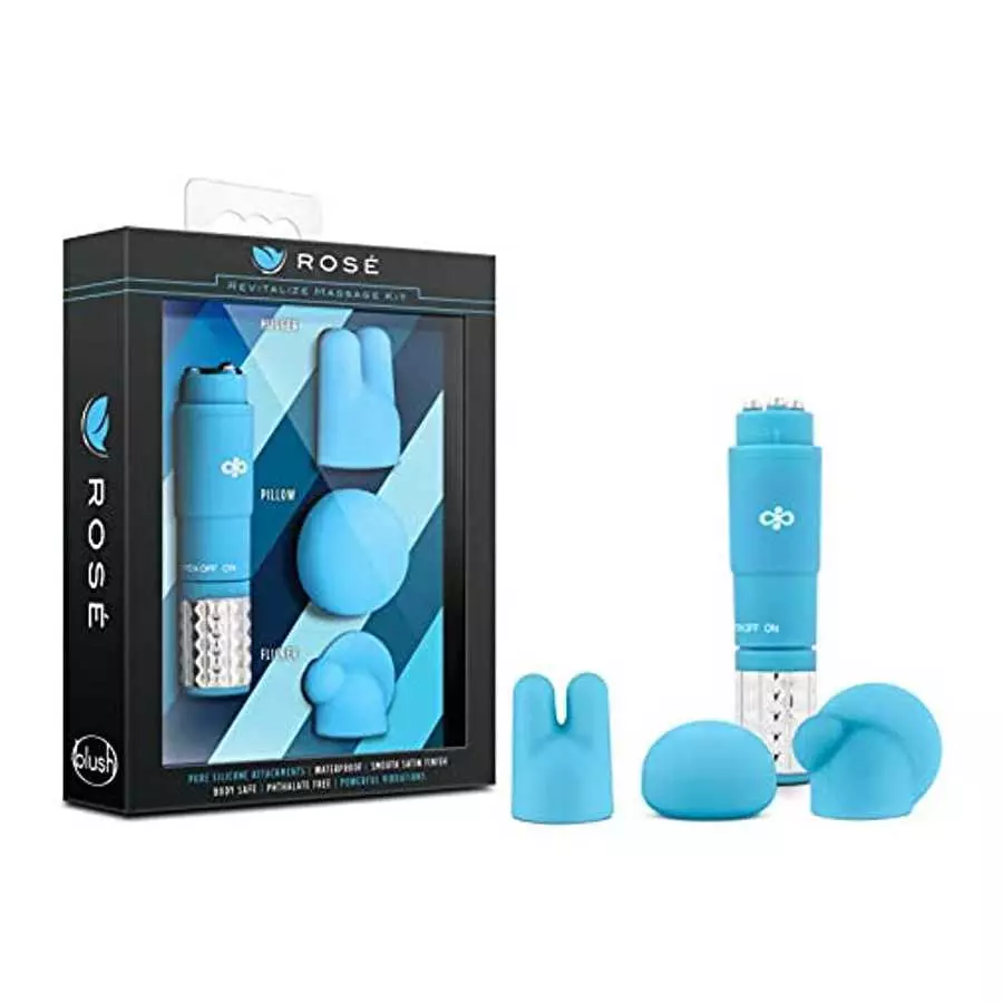 Rose Revitalize Massage Kit - Massager, Clitoral, External Massager Vibrator - 3 Ultrasilk Smooth Puria Silicone Attachments for