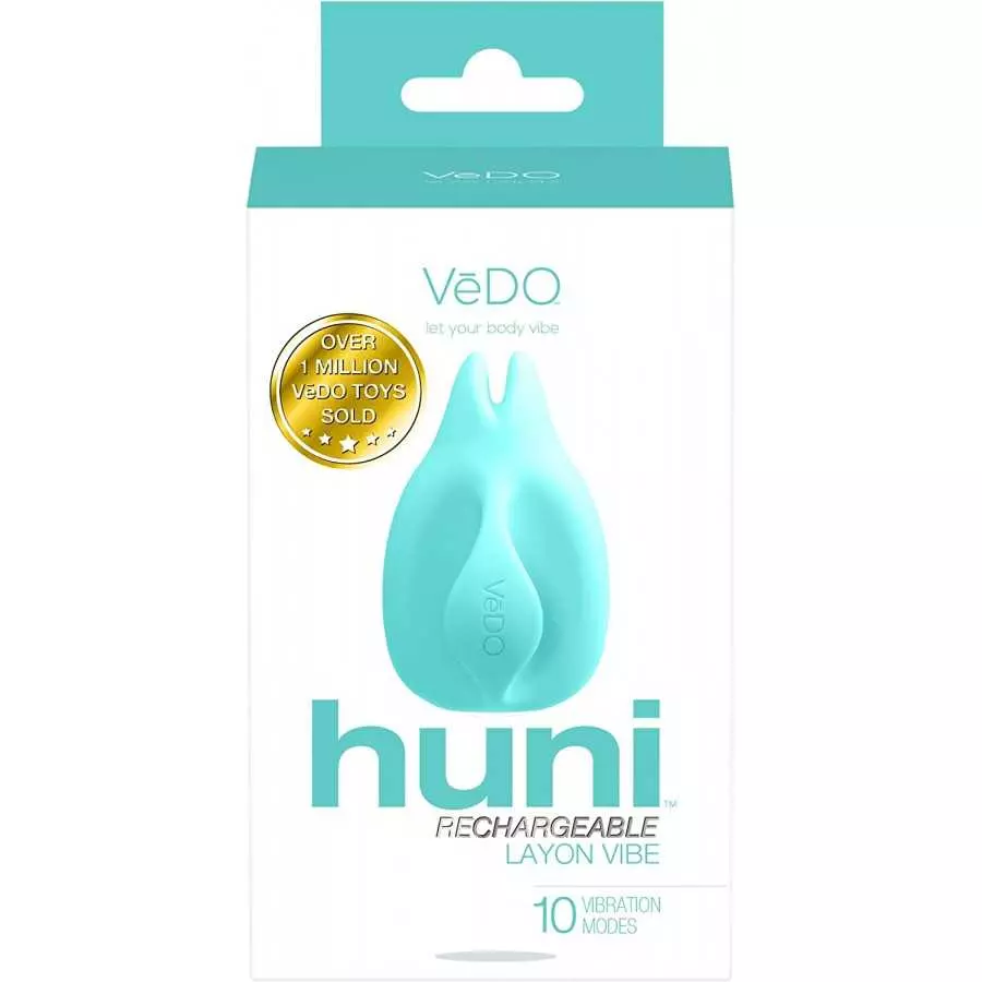 VeDO HUNI Rechargeable Lay-On Clitoral Vibrator Adult Sextoy for Women (Tease Me Turquoise)