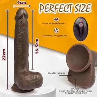 8.6 Inch Thrusting Dildo Vibrator with 5 Rotation 7 Vibrations Vibrating and Heating Sex Toy for Women, Realistic Telescopic Pen