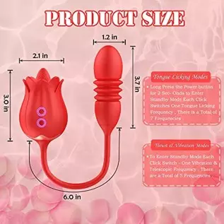 Rose Toy Vibrator for Women - Clitoral Stimulator Tongue Licking with Thrusting Vibrating Egg,G Spot Adult Sex Toy 10 Vibration 