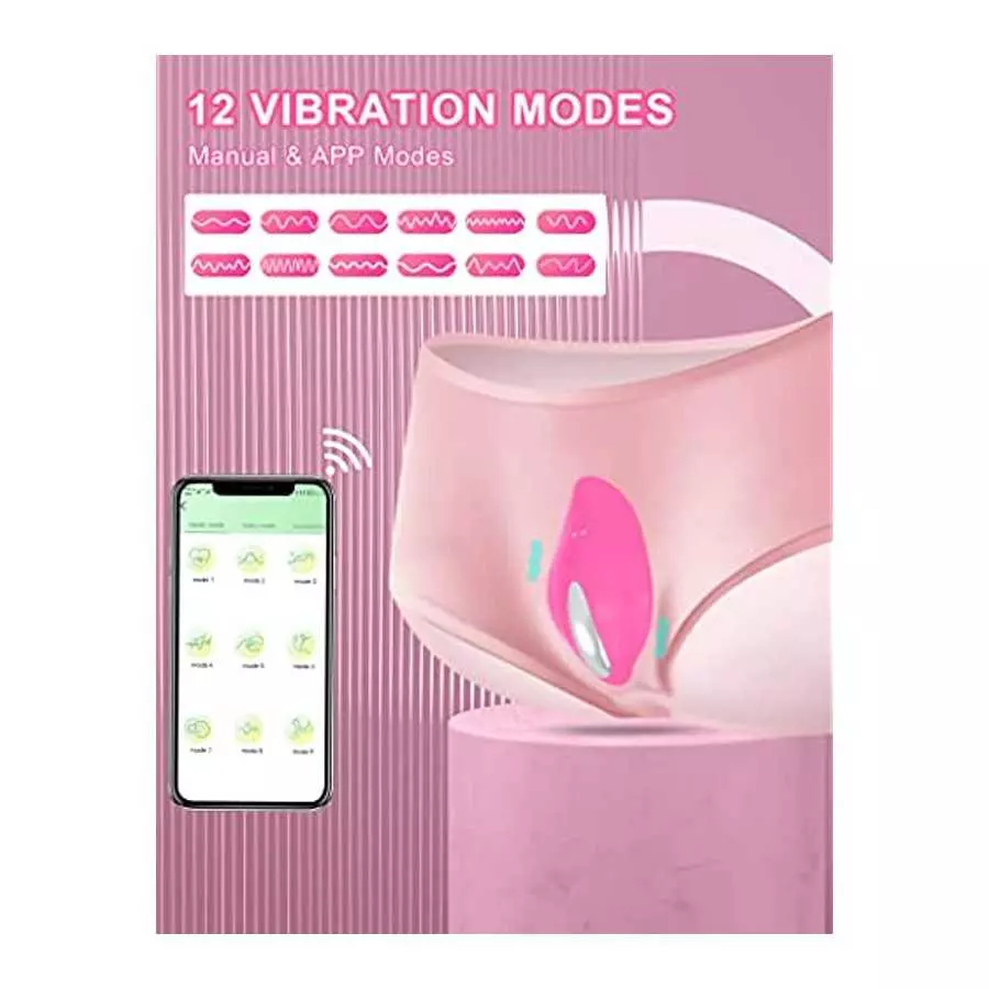 Wearable Vibrator Vibrating Panties with APP Control, Silicone Clitoral Vagina Stimulator Clit Nipple Teaser Adult Toy with 12 V