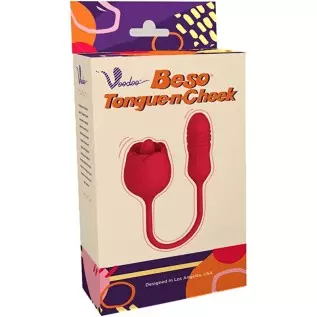 Shibari Rose Toy Vibrator for Women, Tongue-N-Cheek Rechargeable Clitoral G-Spot Nipple Licking Massaging Thrusting Bullet Stimu