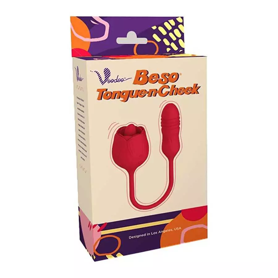 Shibari Rose Toy Vibrator for Women, Tongue-N-Cheek Rechargeable Clitoral G-Spot Nipple Licking Massaging Thrusting Bullet Stimu