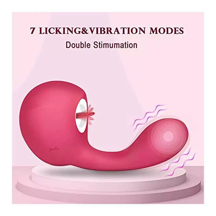 Clitoral Licking G Spot Vibrator for Clit and Vagina Stimulation, Rechargeable Dildo Tongue Vibrator with 3 Licking & 10 Vibrati