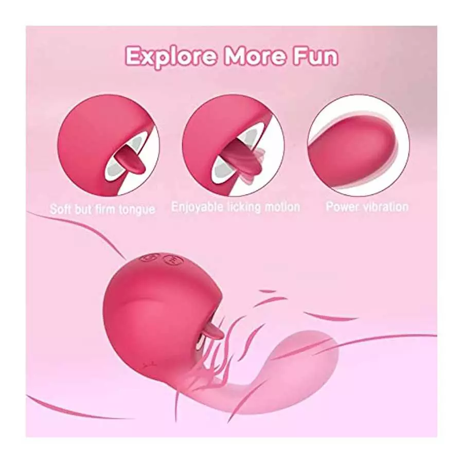 Clitoral Licking G Spot Vibrator for Clit and Vagina Stimulation, Rechargeable Dildo Tongue Vibrator with 3 Licking & 10 Vibrati