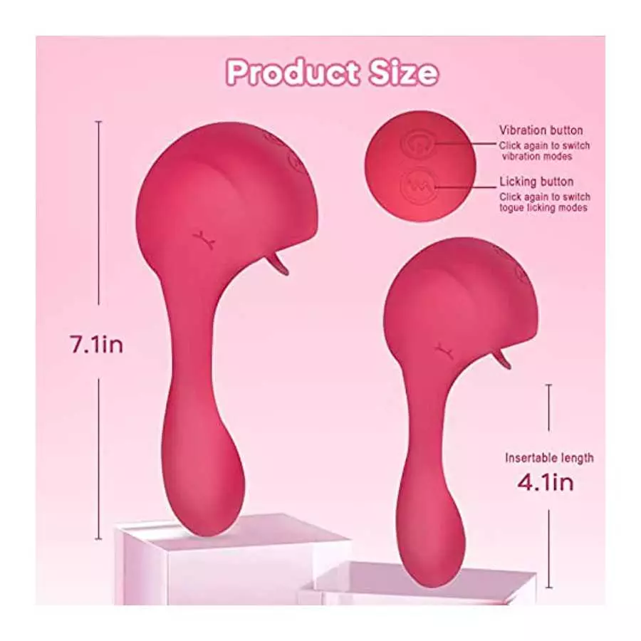 Clitoral Licking G Spot Vibrator for Clit and Vagina Stimulation, Rechargeable Dildo Tongue Vibrator with 3 Licking & 10 Vibrati
