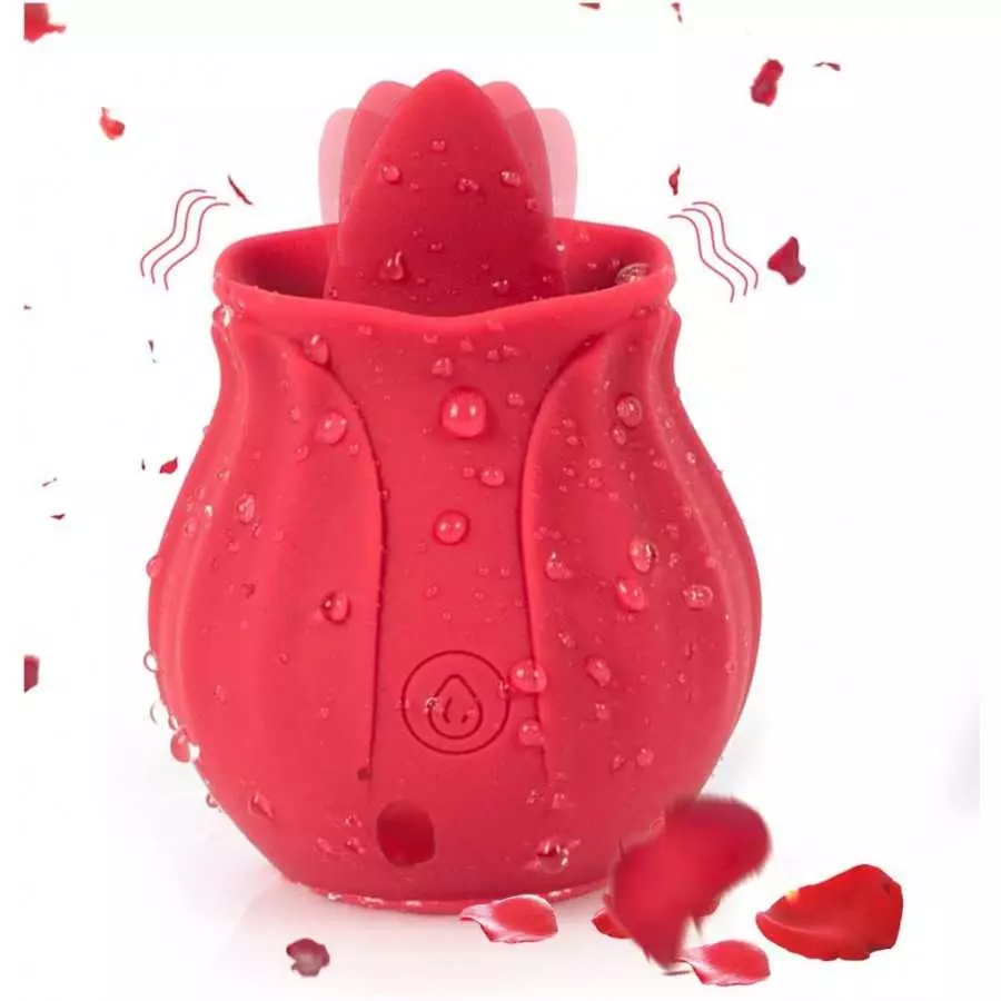 Rose Toy for Women -Rose Sex Toy with Tongue Licking Vibrator for Women G spot Nipple Stimulation, Rechargeable Vibrating Machin
