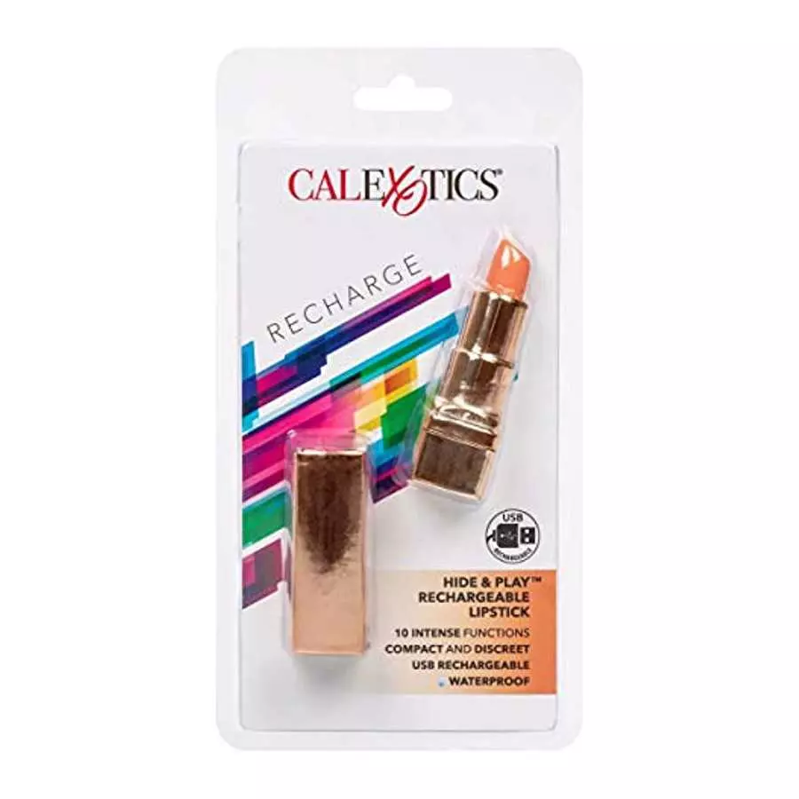 CalExotics Hide & Play Rechargeable Lipstick, Coral, 2 Ounce Bulk, 14019ORANGE_