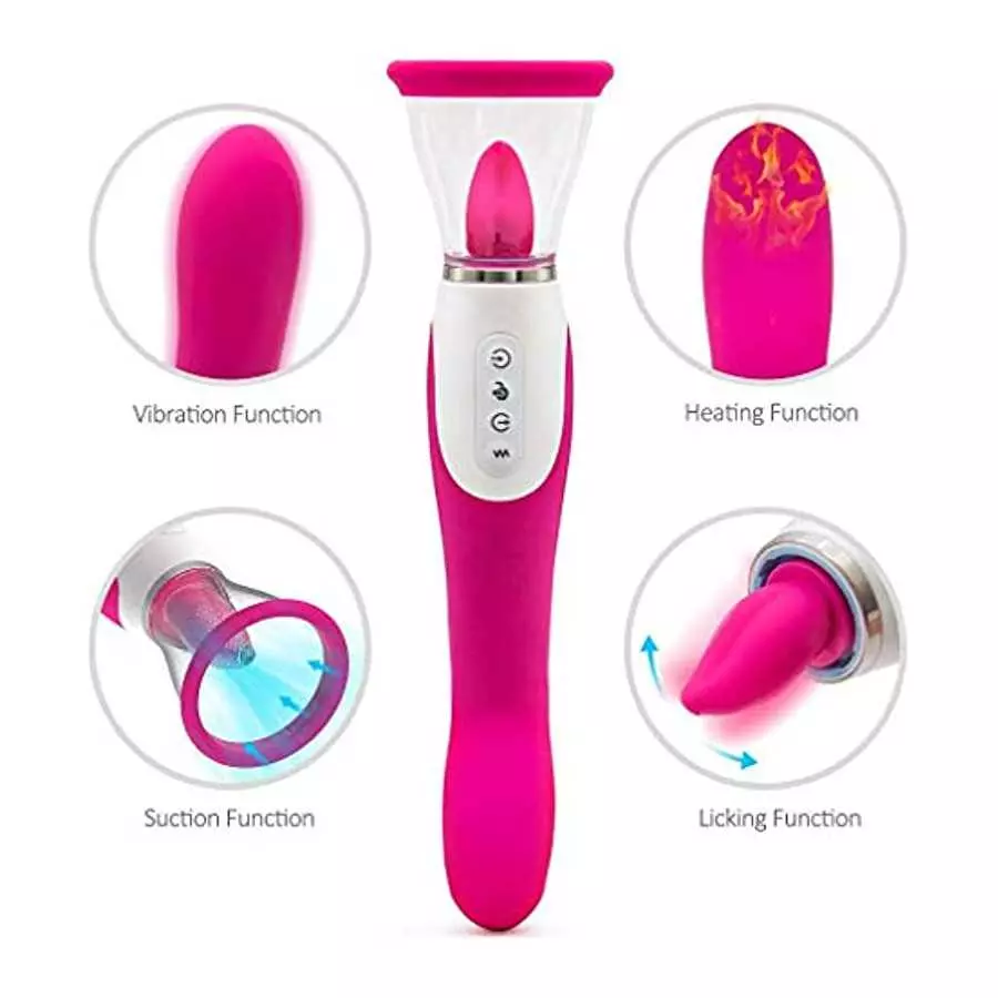 Dual SuckingToy Rose Toy for Women Massager Oral Tongue Rose Flowers Rechargeable Adult Toy for Women Couples-,Powerful Tongue S