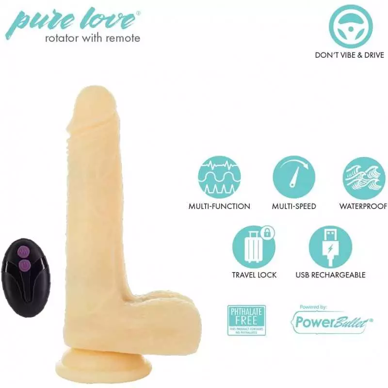 pure love 7.36" Vibrating and Rotating Dildo with Remote, Harness Compatible Adult Sex Toy, Cosmic