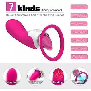 Dual SuckingToy Rose Toy for Women Massager Oral Tongue Rose Flowers Rechargeable Adult Toy for Women Couples-,Powerful Tongue S