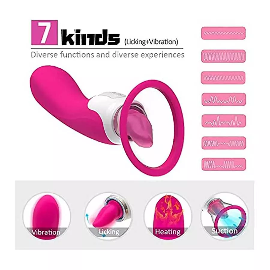 Dual SuckingToy Rose Toy for Women Massager Oral Tongue Rose Flowers Rechargeable Adult Toy for Women Couples-,Powerful Tongue S