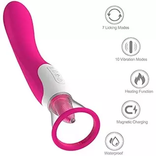 Dual SuckingToy Rose Toy for Women Massager Oral Tongue Rose Flowers Rechargeable Adult Toy for Women Couples-,Powerful Tongue S