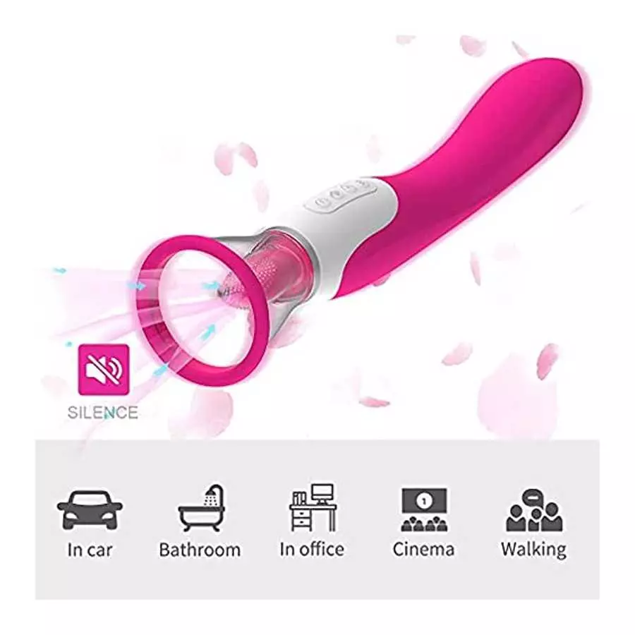 Dual SuckingToy Rose Toy for Women Massager Oral Tongue Rose Flowers Rechargeable Adult Toy for Women Couples-,Powerful Tongue S