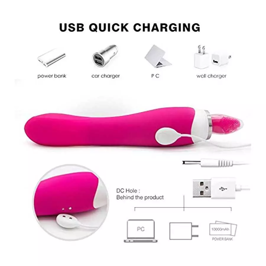 Dual SuckingToy Rose Toy for Women Massager Oral Tongue Rose Flowers Rechargeable Adult Toy for Women Couples-,Powerful Tongue S