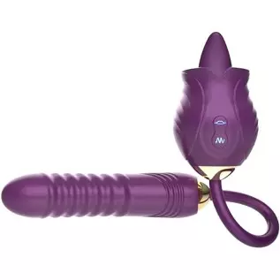 Rose Toy Vibrator for Women Clitoral Stimulator Tongue Licking Thrusting G Spot Dildo Vibrator with 9 Modes, Rose Adult Sex Toys