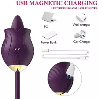 Rose Toy Vibrator for Women Clitoral Stimulator Tongue Licking Thrusting G Spot Dildo Vibrator with 9 Modes, Rose Adult Sex Toys