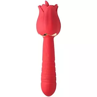 INMI Racy Rose Premium Silicone Thrusting and Clitoral Licking Rose Vibrator for Women. Multi Speed and Patterns of Licking Thru