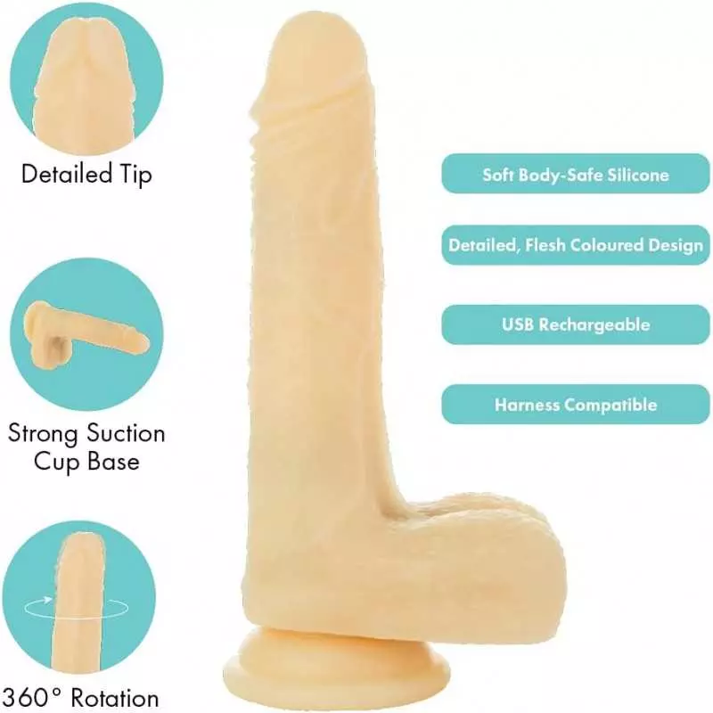 pure love 7.36" Vibrating and Rotating Dildo with Remote, Harness Compatible Adult Sex Toy, Cosmic