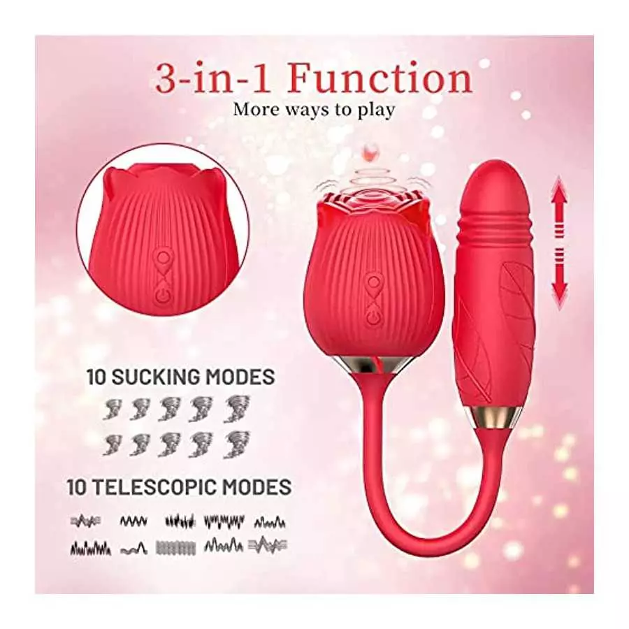 Rose Toy Vibrator for Women Mini Clitoral Vibrator Stimulator with 10 Vibrating for Clitoris & Nipple Stimulation, Adult Sex Toy