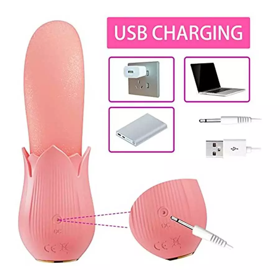 Rose Toy, Tongue Licking Vibrator for Vaginal Clit Anal Stimulation, Clitoral G Spot Nipples Massager Vaginal Breast Sex Toys fo