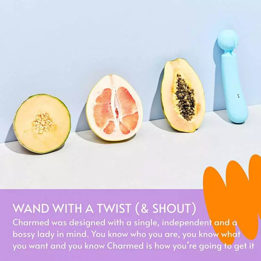 Sweet Vibes, Charmed | Dual-Action Silicone Massage Wand, Handheld Cordless Waterproof Personal Massager, USB Rechargeable (Blue