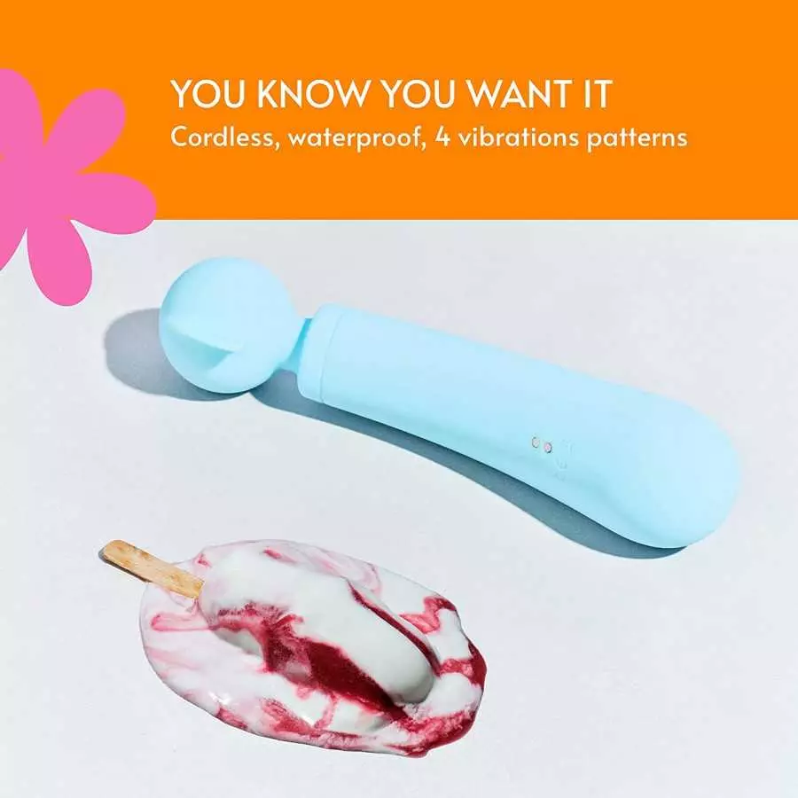 Sweet Vibes, Charmed | Dual-Action Silicone Massage Wand, Handheld Cordless Waterproof Personal Massager, USB Rechargeable (Blue