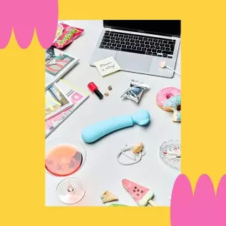 Sweet Vibes, Charmed | Dual-Action Silicone Massage Wand, Handheld Cordless Waterproof Personal Massager, USB Rechargeable (Blue