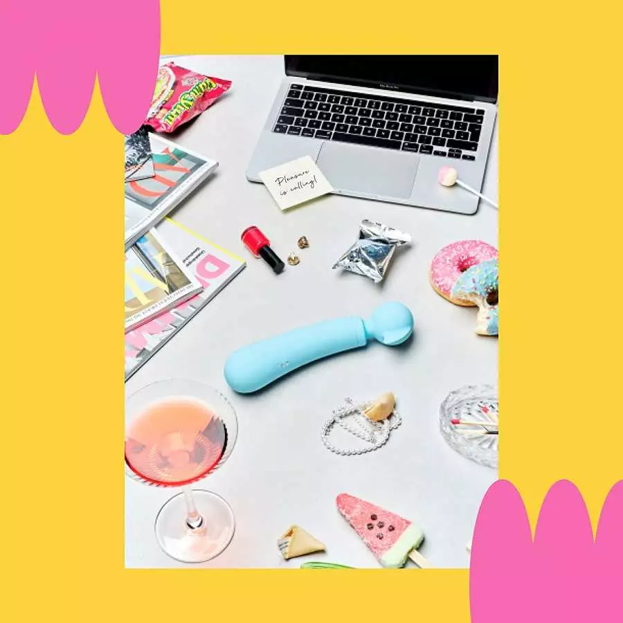 Sweet Vibes, Charmed | Dual-Action Silicone Massage Wand, Handheld Cordless Waterproof Personal Massager, USB Rechargeable (Blue