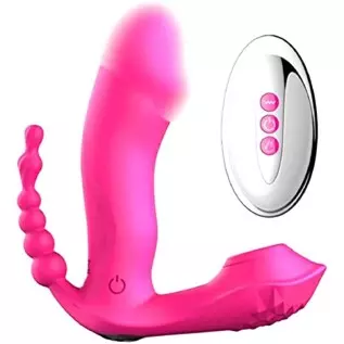 Triple Stimulator Clit Sucking Wearable Vibrator for Ladies G Spot Dildo Anal - Remote Control - Vibration + Inhalation + Heatin