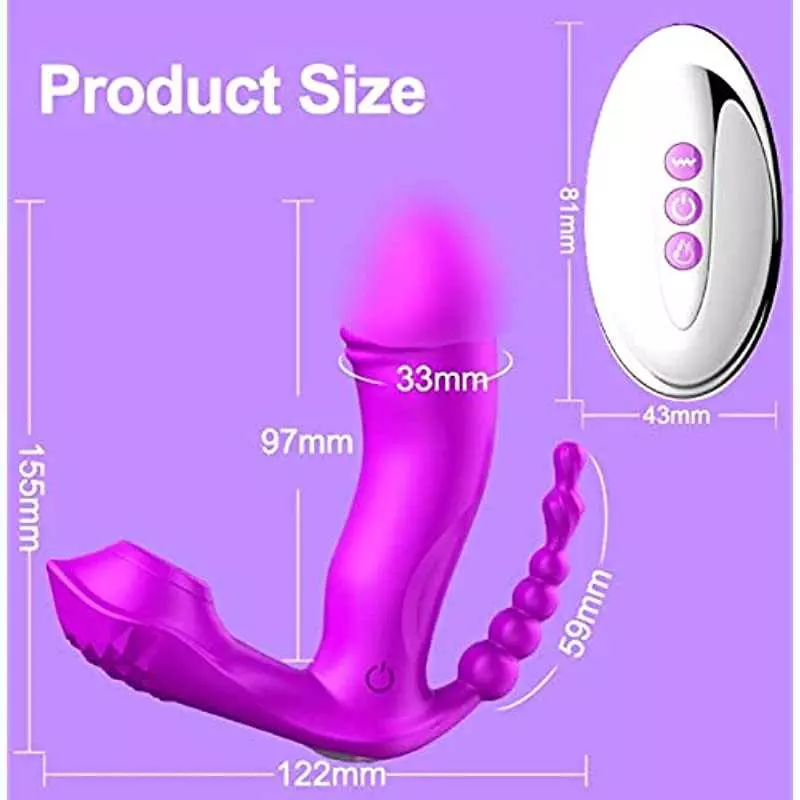 Triple Stimulator Clit Sucking Wearable Vibrator for Ladies G Spot Dildo Anal - Remote Control - Vibration + Inhalation + Heatin