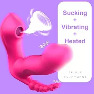 Triple Stimulator Clit Sucking Wearable Vibrator for Ladies G Spot Dildo Anal - Remote Control - Vibration + Inhalation + Heatin Triple Stimulator Clit Sucking Wearable Vibrator for Ladies G Spot Dildo Anal - Remote Control - Vibration + Inhalation + Heatin