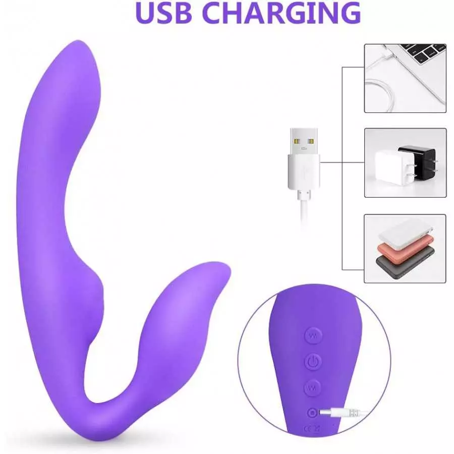 Vibrating Strapless Strap on Dildo Vibrator Sex Toys, Rechargeable Clitoral and G-spot Vibrator with Multiple Powerful Vibration