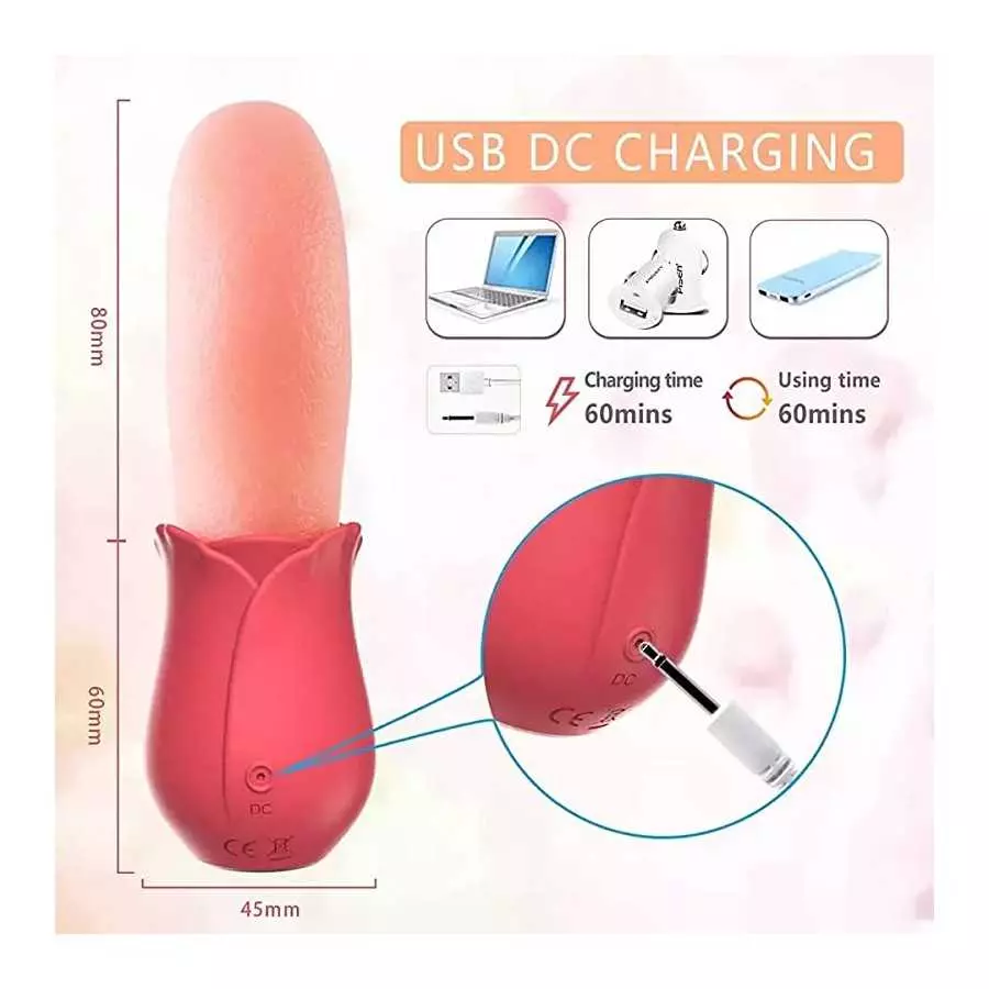 Rose Toy, Rose Sex Stimulator for Women, Clitoral G Spot Tongue Licking Vibrator Nipples Massager Vaginal Breast Anal Sex Toys f