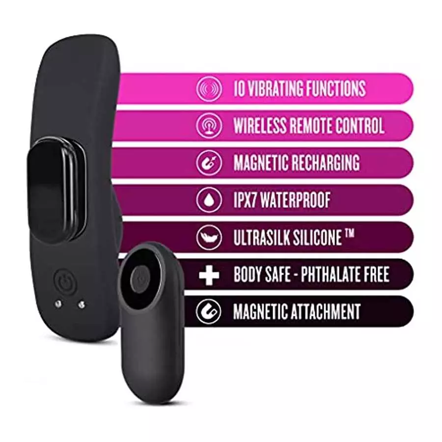 Temptasia Remote Control Wearable Panty Vibe - Attaches To Your Panties Magnetically - Platinum Puria Silicone - IPX7 Waterproof
