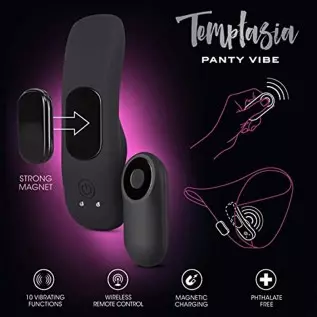 Temptasia Remote Control Wearable Panty Vibe - Attaches To Your Panties Magnetically - Platinum Puria Silicone - IPX7 Waterproof