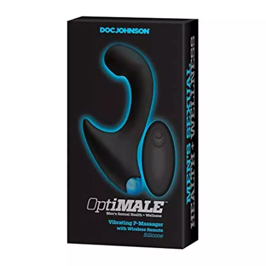 Doc Johnson OptiMALE™ - P-Curve - Ergonomically Curved Beginner-Friendly Vibrating Prostate Massager - Silicone, Remote Operated