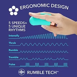 Blush Aria Sensual AF Silicone Vibrator - Rumble Tech Rumbly 10 Vibration Settings - Finger Fin for Accessibility and Grasp - IP