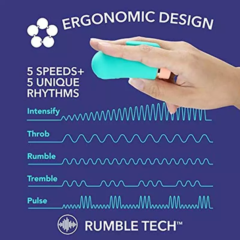 Blush Aria Sensual AF Silicone Vibrator - Rumble Tech Rumbly 10 Vibration Settings - Finger Fin for Accessibility and Grasp - IP