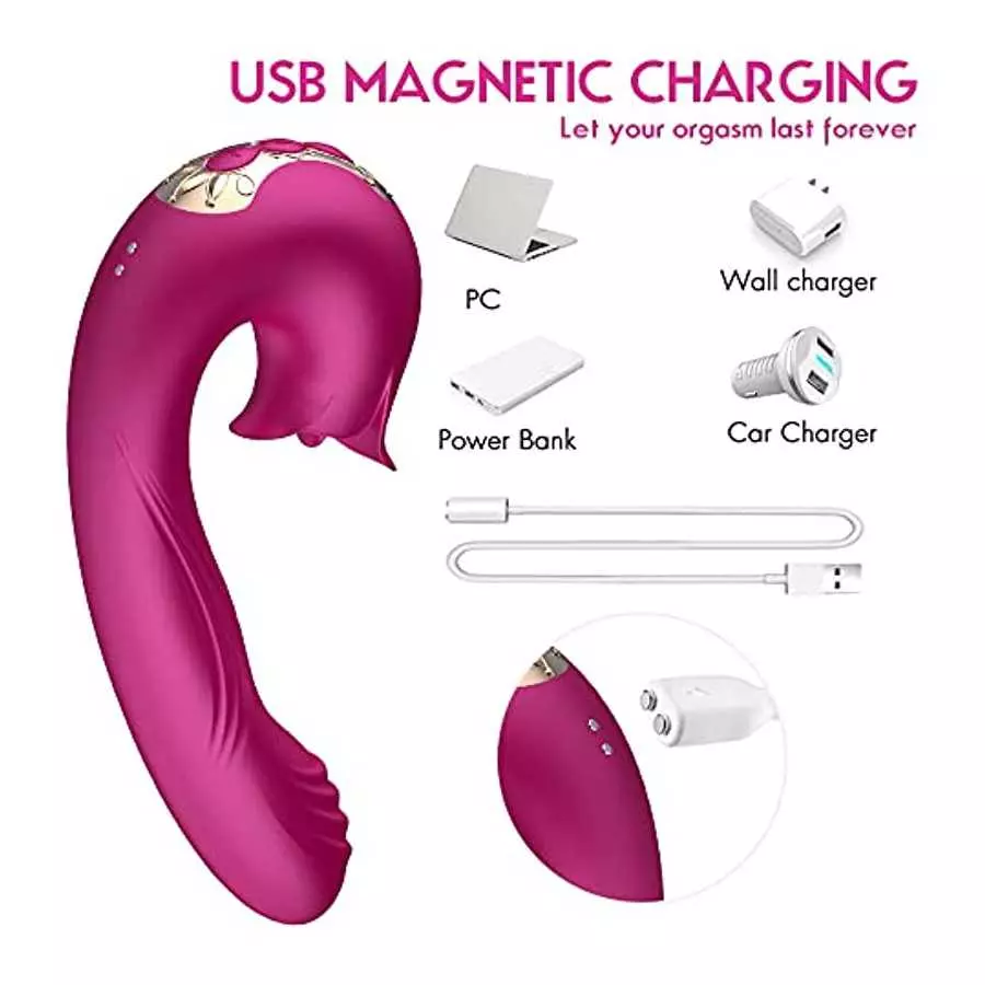 Clitoral Licking Rotating G Spot Vibrator, Wearable Dildo Vibrator Mimic Finger - Panty Vibrator, Anal Breast Nipple Massager fo