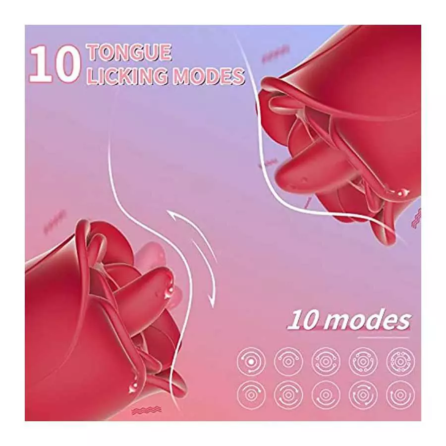 lovsen Rose Toy,Licking Tongue Clitoral Vibrator G Spot Dildo Vibrator with 12 Modes 2 in 1 Licking & Vibrating Nipples Clitoral